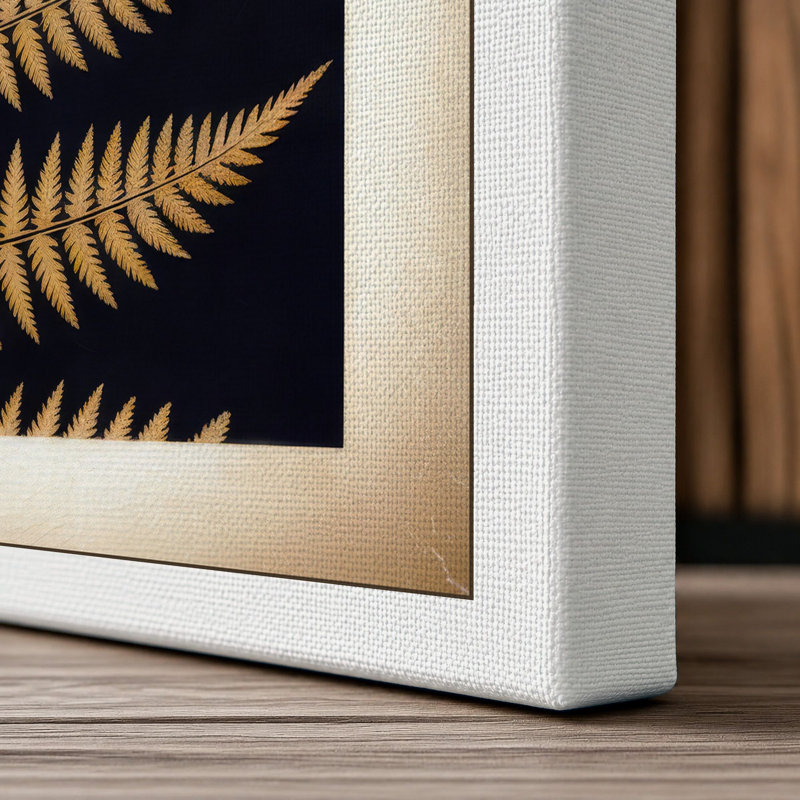 Golden Fern Fronds Botanical - Wrapped Canvas, White Border, 30x20 - 76.2 x 50.8 cm