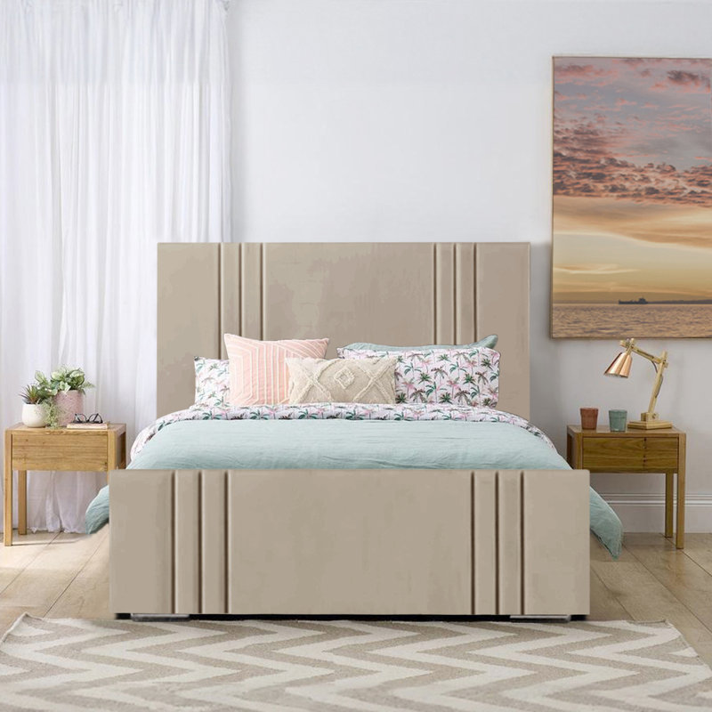 Adelpho Upholstered Bed, Coffee, Double (4'6)