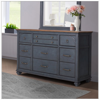 9-Drawer Dresser, No Assembly Required, Corduroy Blue Finish by Latitude Run