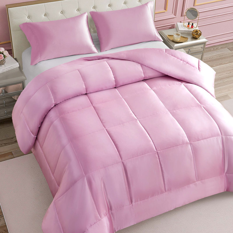 Édredons en duvet de satin rose Jucy Couture, Double/Grand