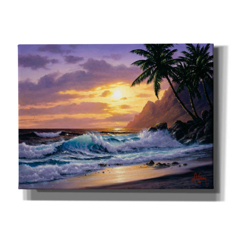 «Sunsets at the beach Never Get Old» par Anthony Casay, art mural sur toile, L 54 po x H 40 po