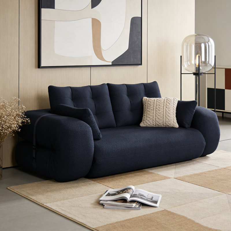 78.7" Multi-Functional Foldable Sofa Bed, Dark Blue
