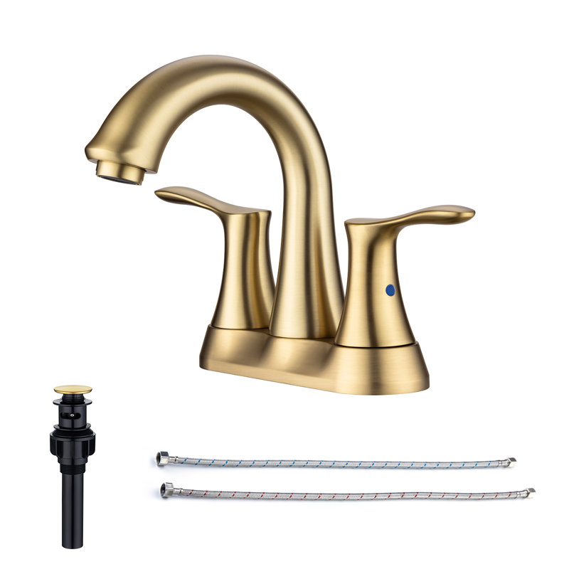 2-handle Bathroom Faucet with Drain Assembly, Brushed Gold