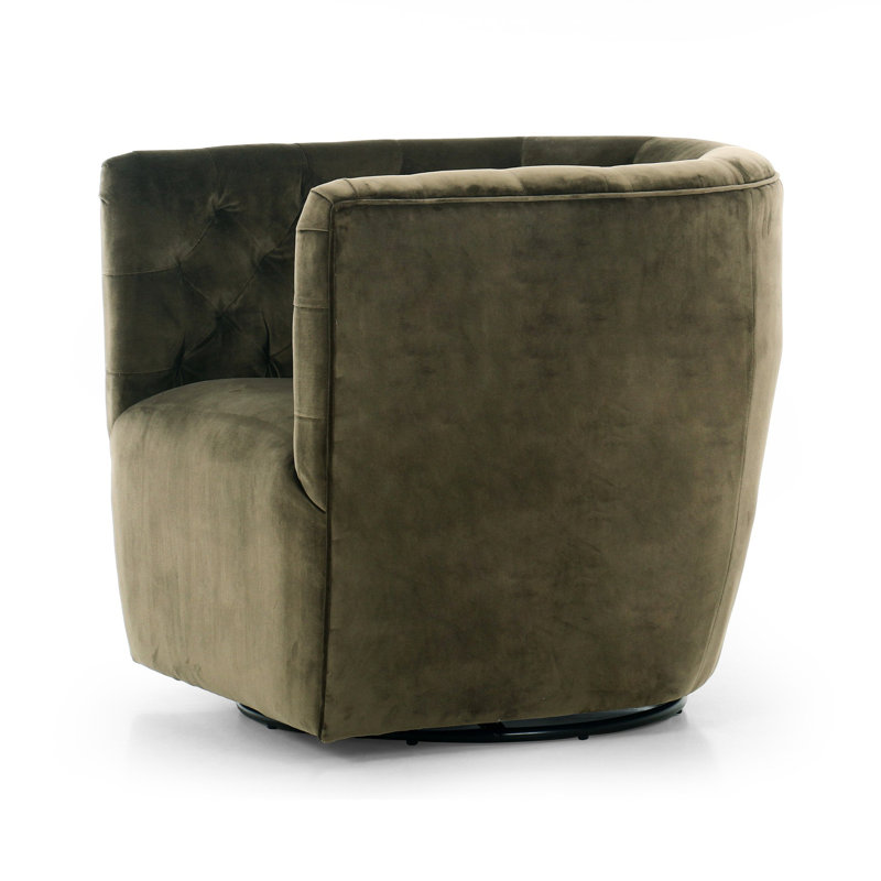 Bari Upholstered Swivel Barrel Chair, Surrey Olive