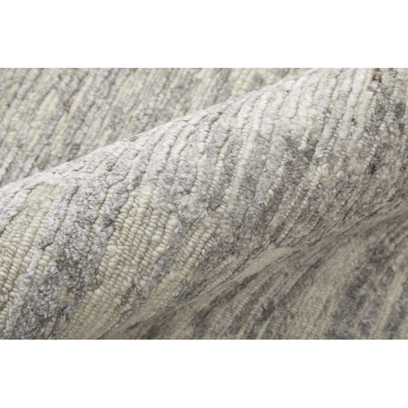 Brighton Handmade Wool Abstract Area Rug, Taupe/Ivory, Rectangle 5'6" x 8'6"