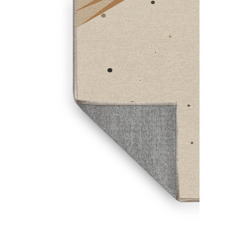 Tapis minimaliste beige en lin à motif éclipse Scène Parlin lavable à la machine, 2x4