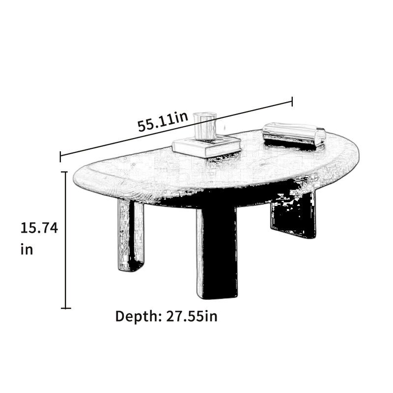Table basse irrégulière en bois massif, Noir
