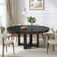 Cross Legs Solid Wood Round Dining Table-403778219