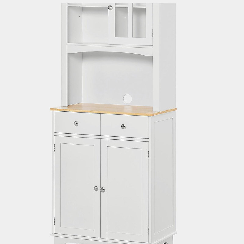 Buffet de cuisine 67 po avec huche, garde-manger avec support à micro-ondes, tablette réglable, 2 tiroirs