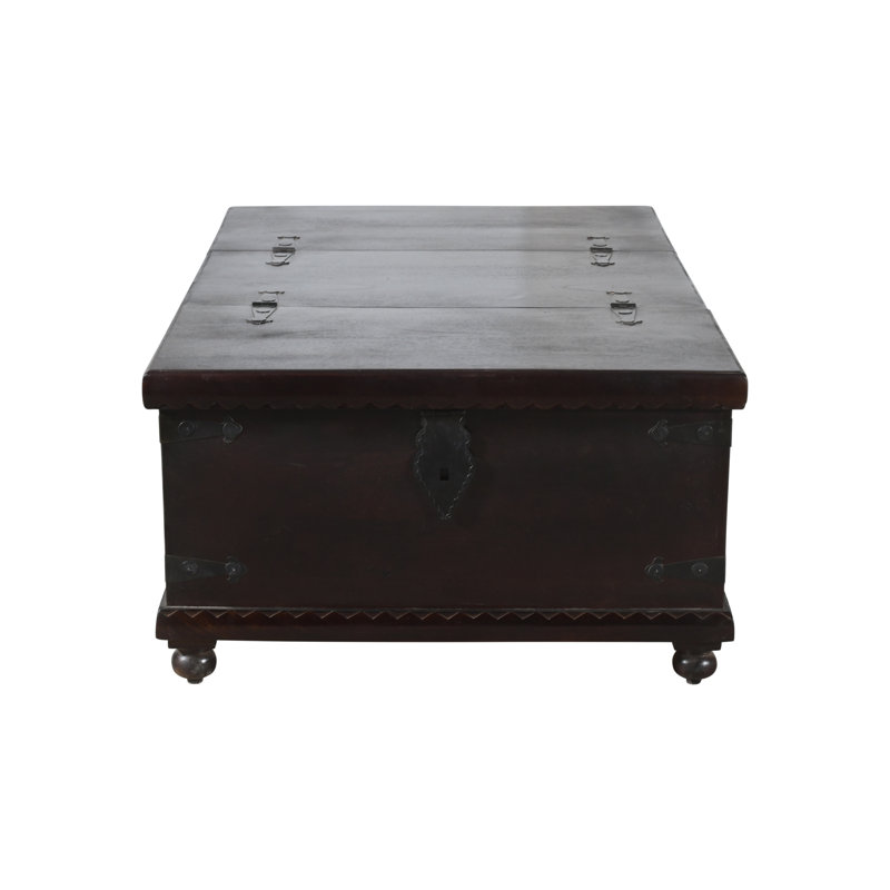 Table basse en bois massif avec rangement Alleyn, H 18 po x l 40 po x p 40 po