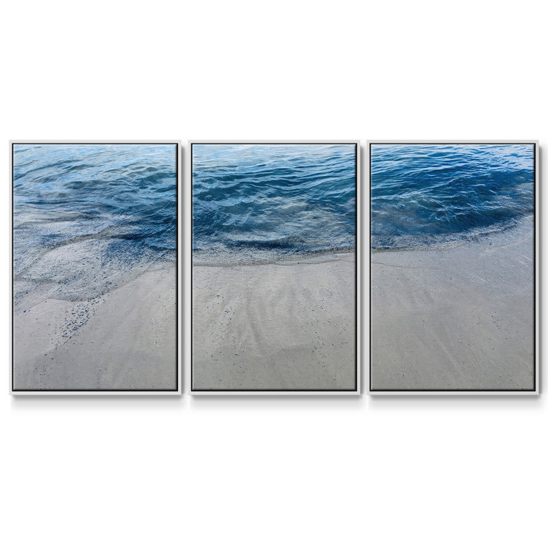 Aegean Blue Water - 3 pièces, reproduction sur toile, Blanc, H 40 po x l 78 po x P 2 po