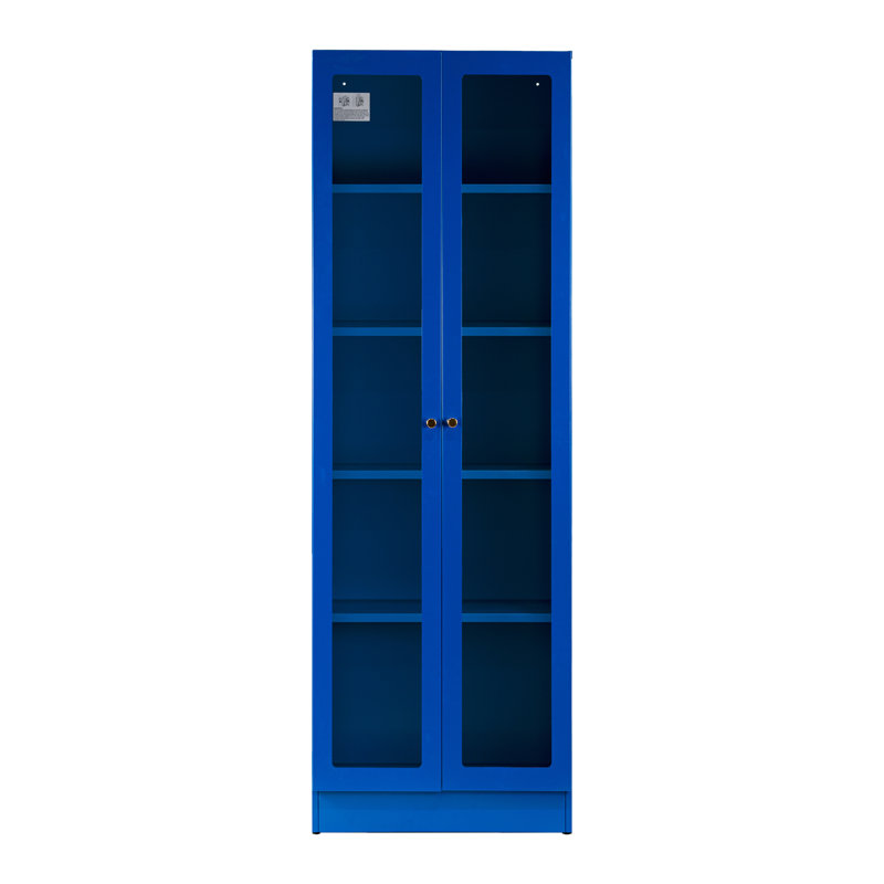 Armoire en métal à porte française de 70,88 pouces Harvell, Bleu