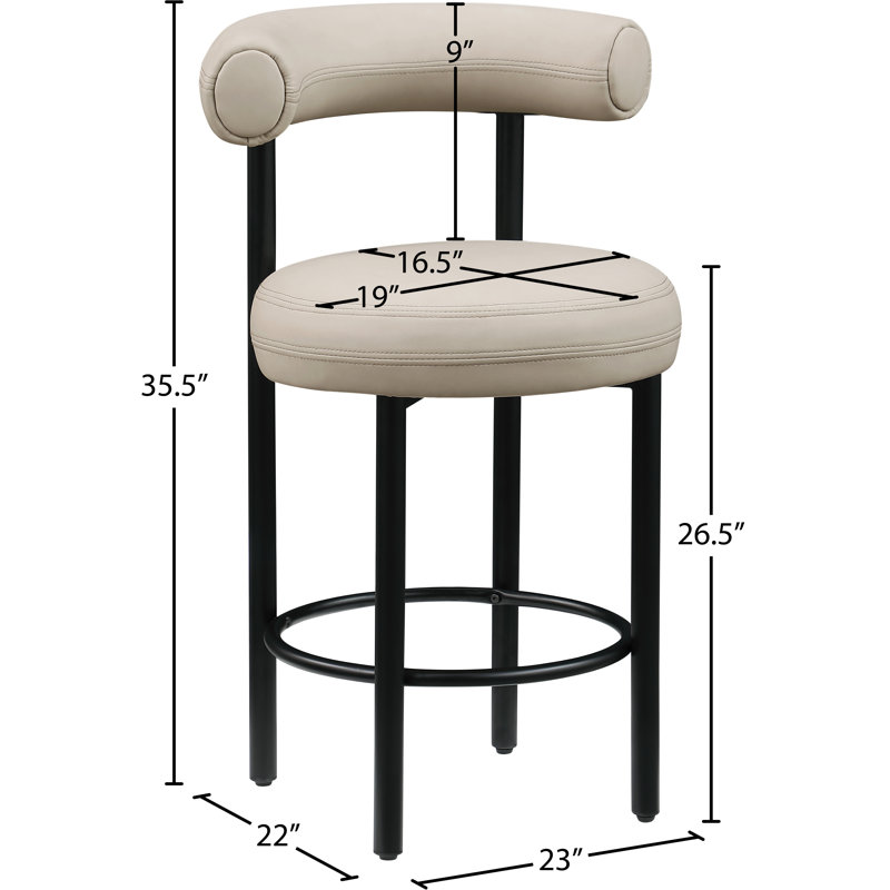Tabouret de comptoir Bordeaux en cuir végétalien Ureeba, Cuir taupe végétalien