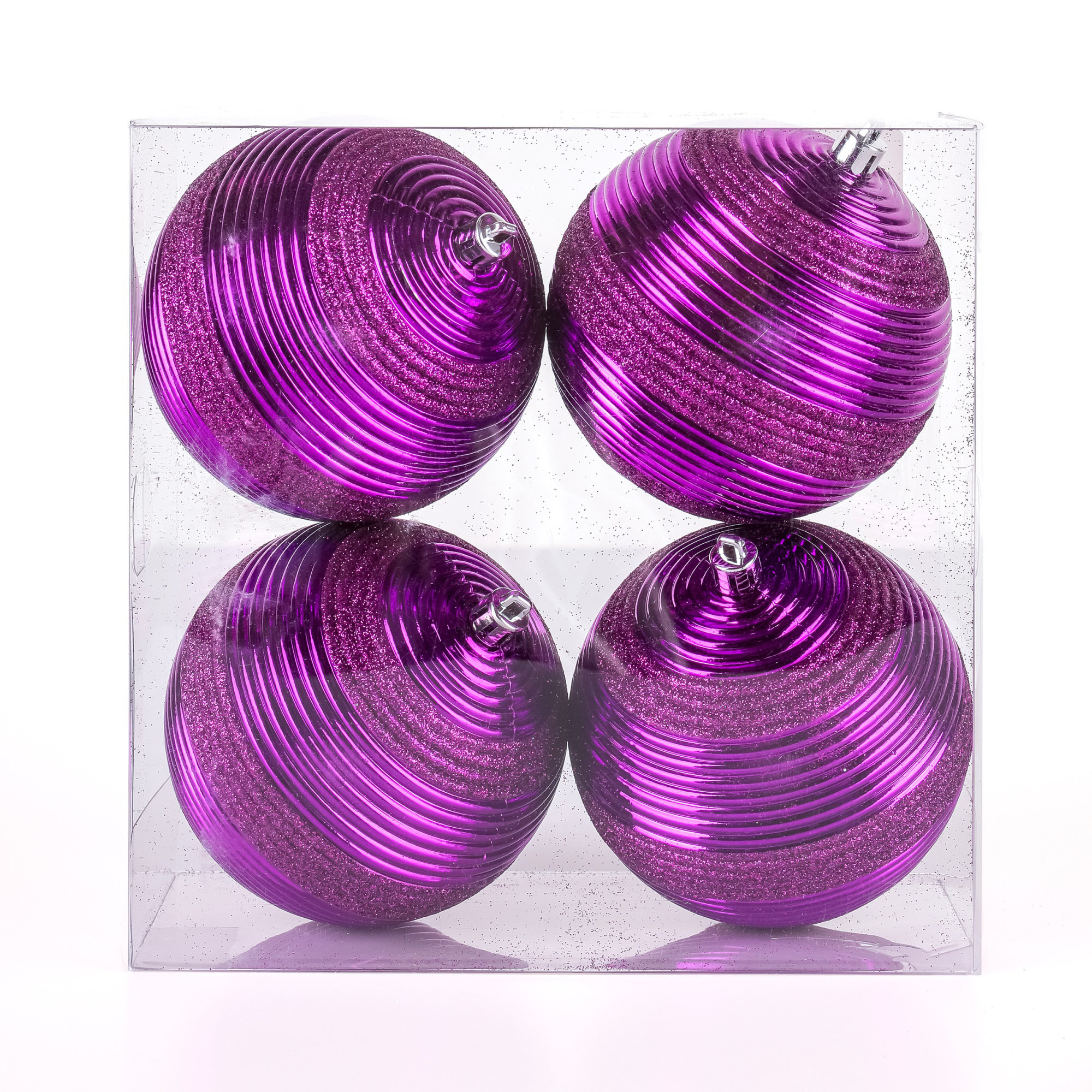 The Holiday Aisle® Shatterproof Swirling Ball Ornaments, Purple