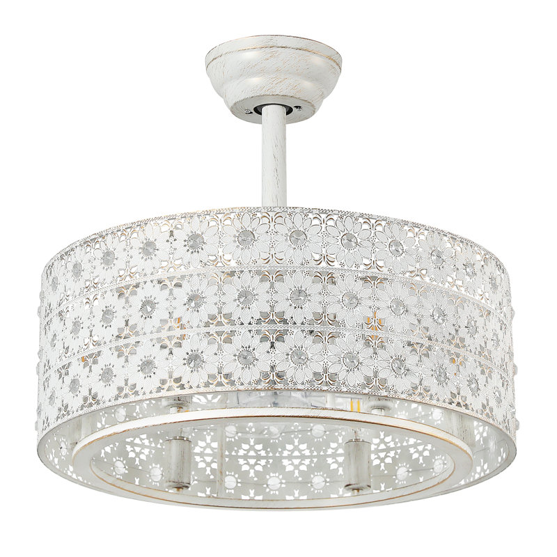 Ventilateur de plafond en cristal 20 po avec télécommande, Blanc