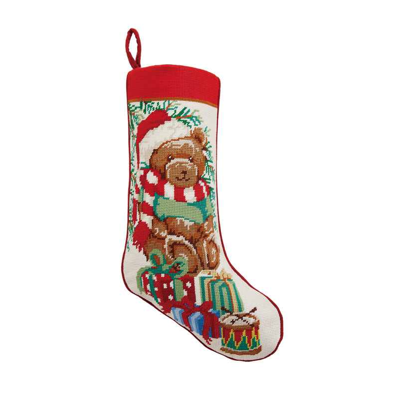 Chaussette de Noël brodée Teddy Bear