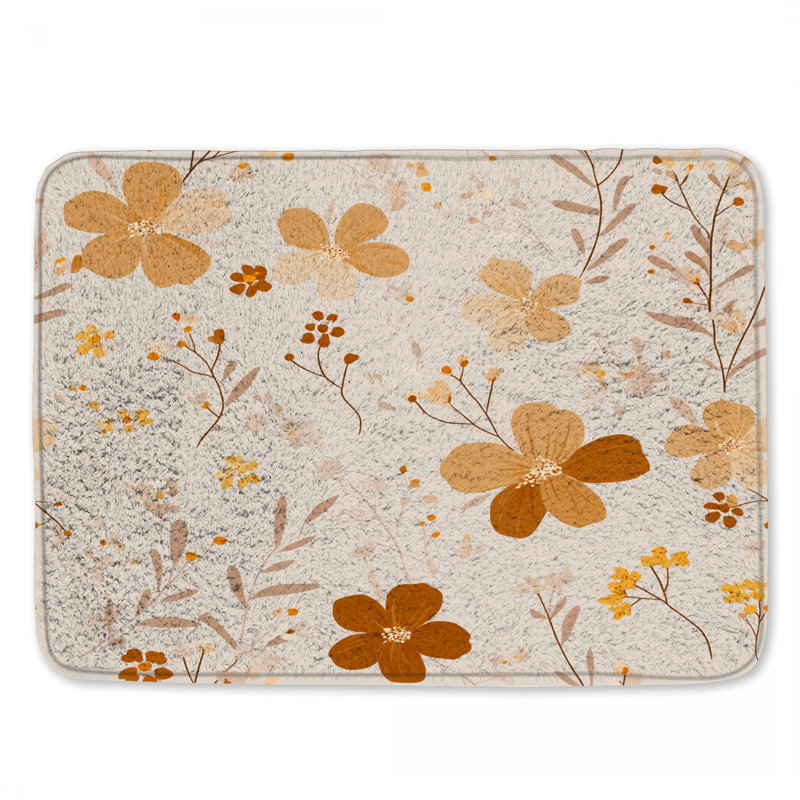 Tapis de bain floral, Single - 21" L x 34" W, Floral beige