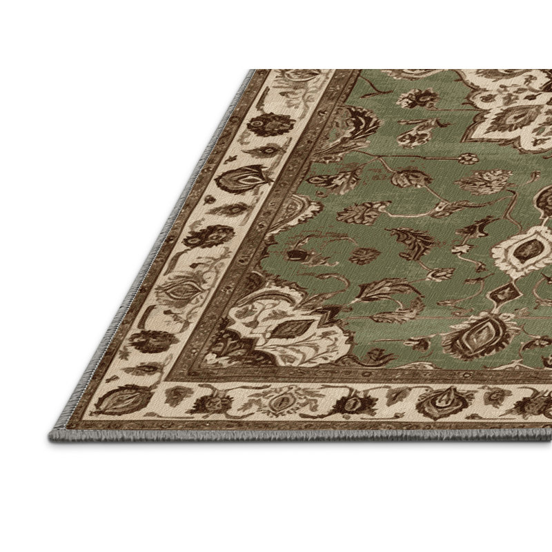 Tapis brun Tabriz lavable à la machine