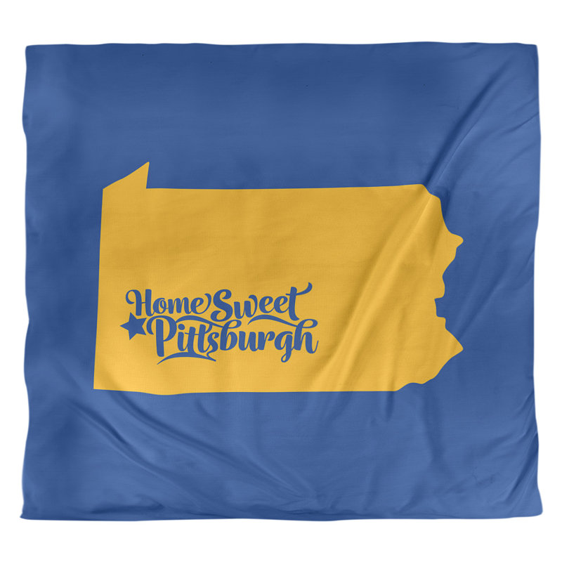 Housse de couette réversible simple Pittsburgh Pennsylvania, Housse de couette pour grand lit, Bleu / doré, Microfibre