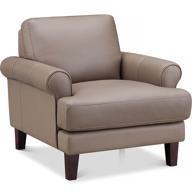 Fauteuil en cuir Maybell, Cuir véritable brun cendré Maybell Dawn