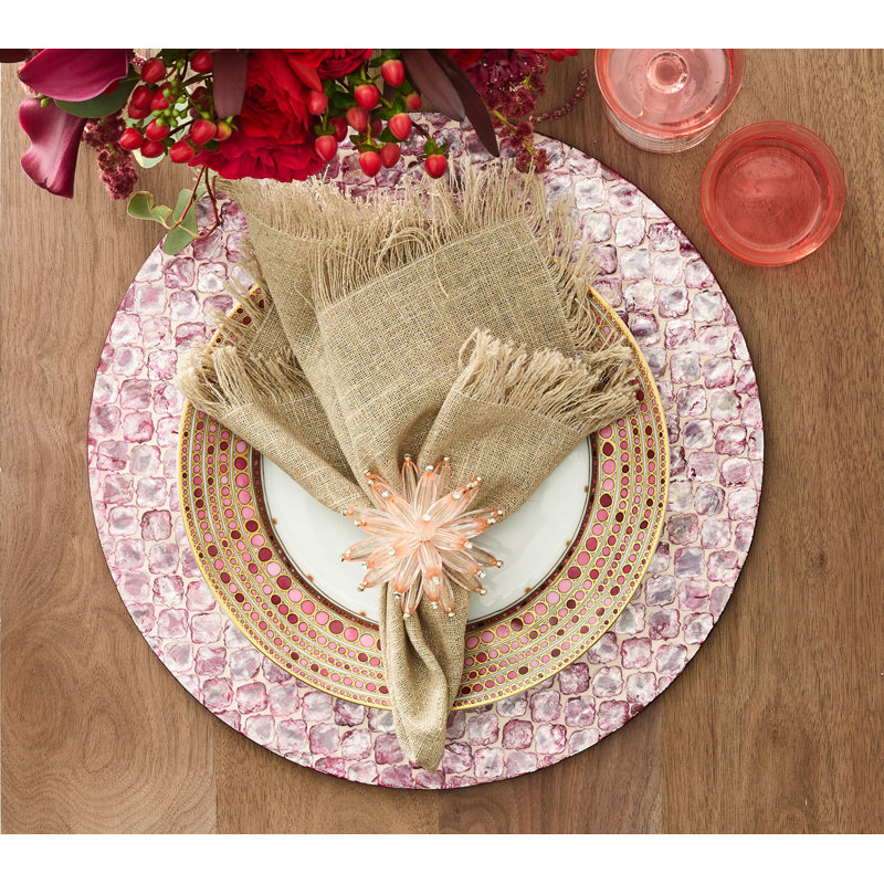 Fringe Linen Napkin, Natural/Silver