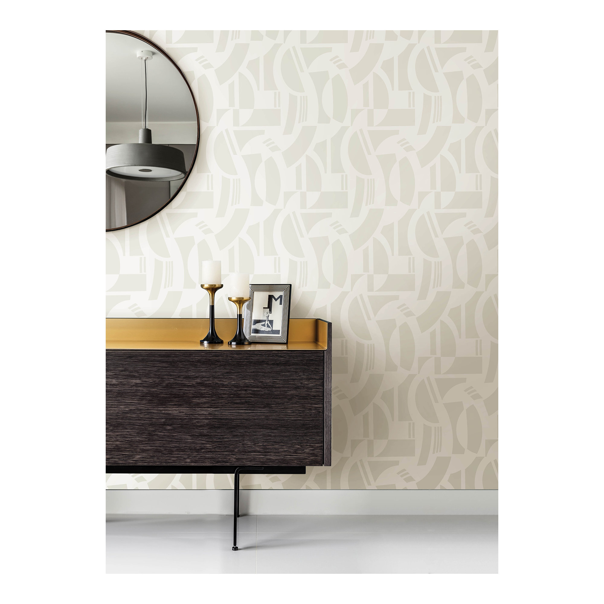 Carter Geometric Flock Wallpaper, Off-White
