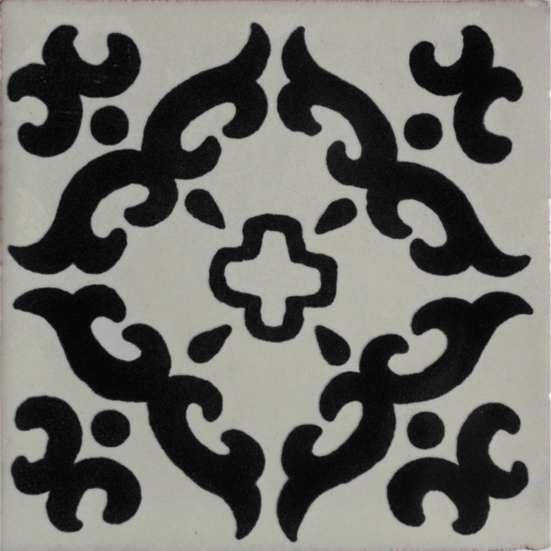 6" x 6" 4pcs TalaMex Black Barroco Talavera Mexican Tile
