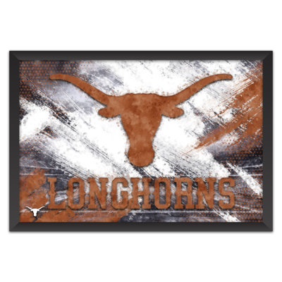 Sporticulture NCAA Texas Longhorns Brush Stroke Framed Wall Art, Team Logo Poster,  14 x 20 Inch Football Fan Cave Artwork