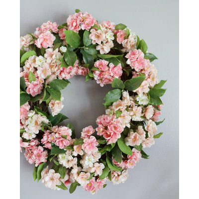 Faux Cherry Blossom Wreath 24"