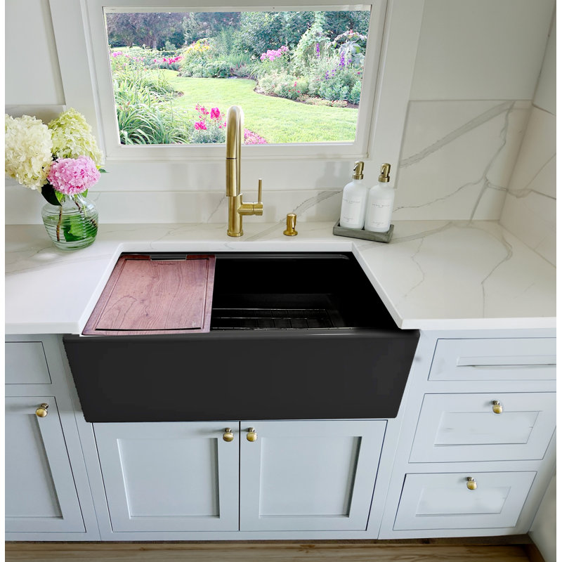 30'' L Single Basin Kitchen Sink, Matte Black