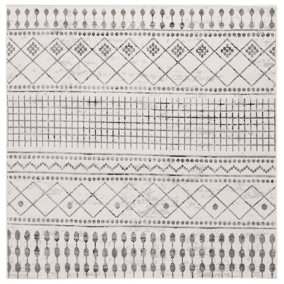 Lapanne Temple Bcf/Jute/Latex/Overlock Southwestern Rug in Ivory/Grey