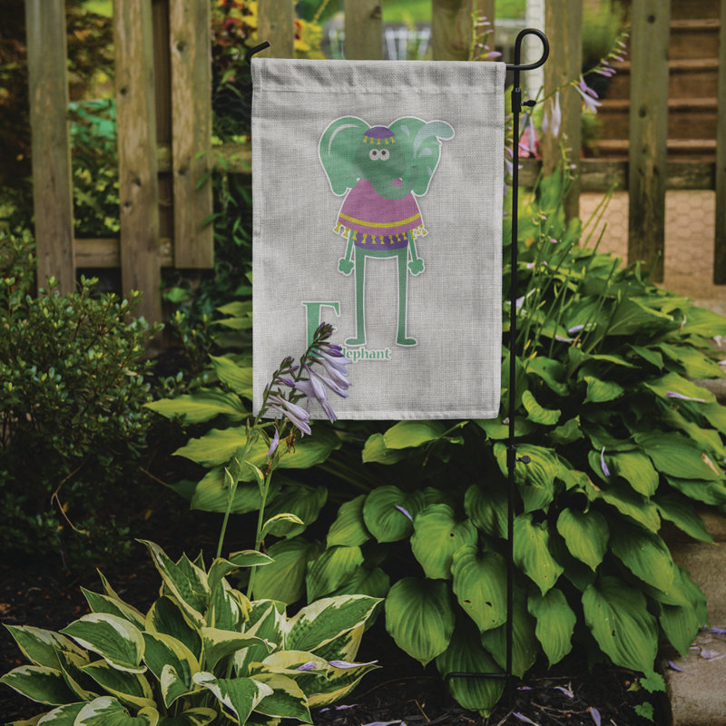 Alphabet e pour éléphant 2 côtés en polyester 15 x 11 po drapeau de jardin