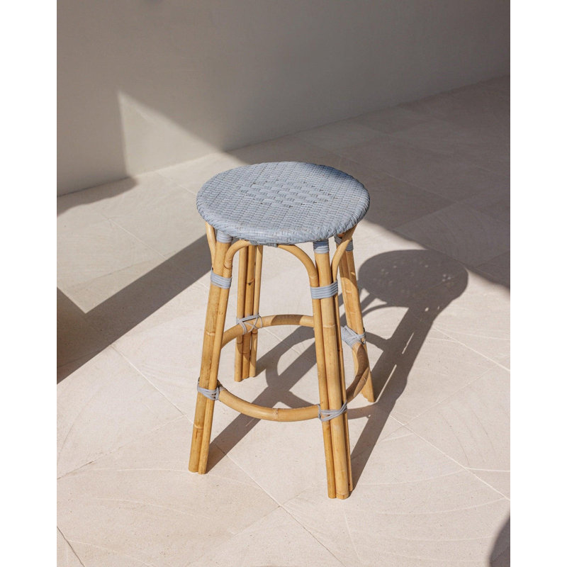 Bistro Backless Rattan Counter Stool – Handcrafted Kitchen & Bar Seating, Durable & Stylish, Bay Blue