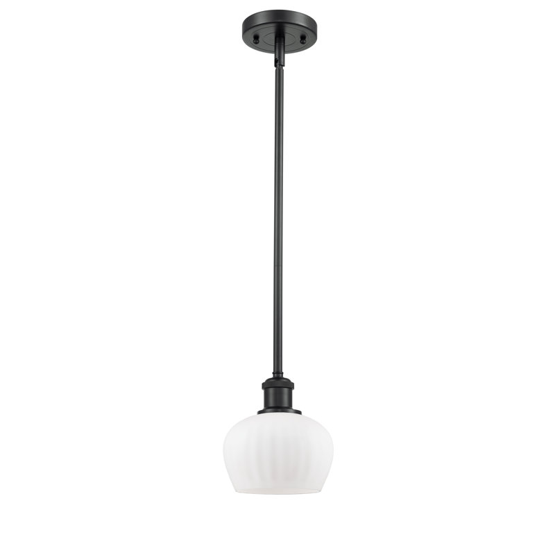 Patrina 1 - Light Single Pendant, Matte Black, 6 Watt Vinage LED Bulb, Matte White