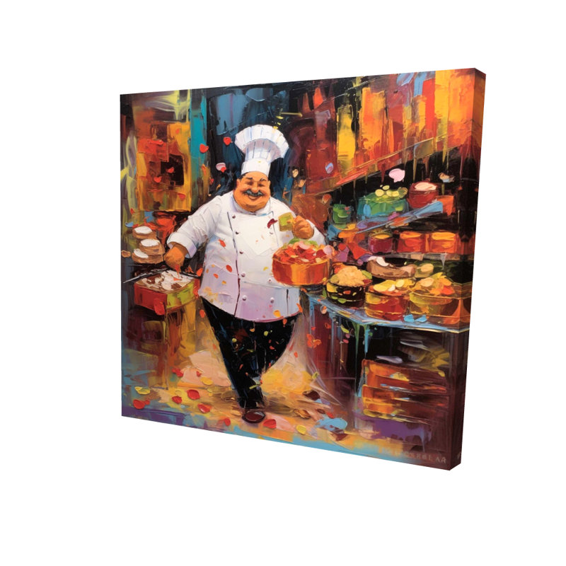 Walking Cook Food Abstract Kitchen Canvas | Home Decor Art