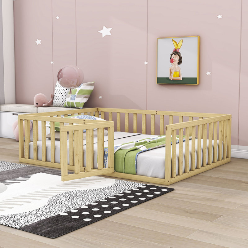 Structure de lit en bois Freta, Double, Naturel