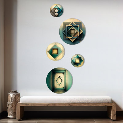 Intimate Illustrations In Faded Retro Tones VI - Modern Geometric Metal Wall Décor