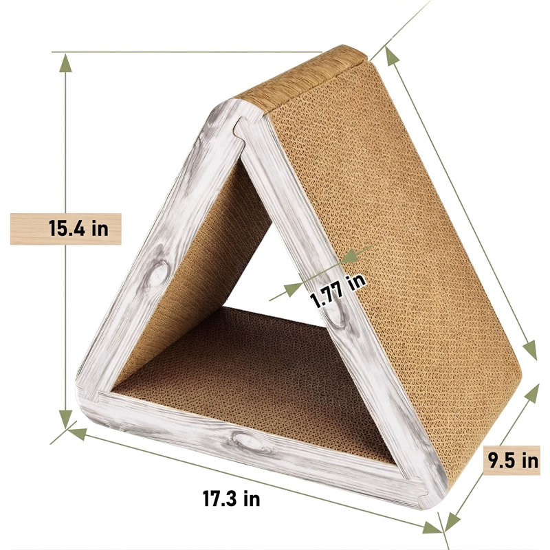 Grattoir pour chat pliable et triangulaire, 6 grattoirs verticaux en carton pour chats d'intérieur, Naturel