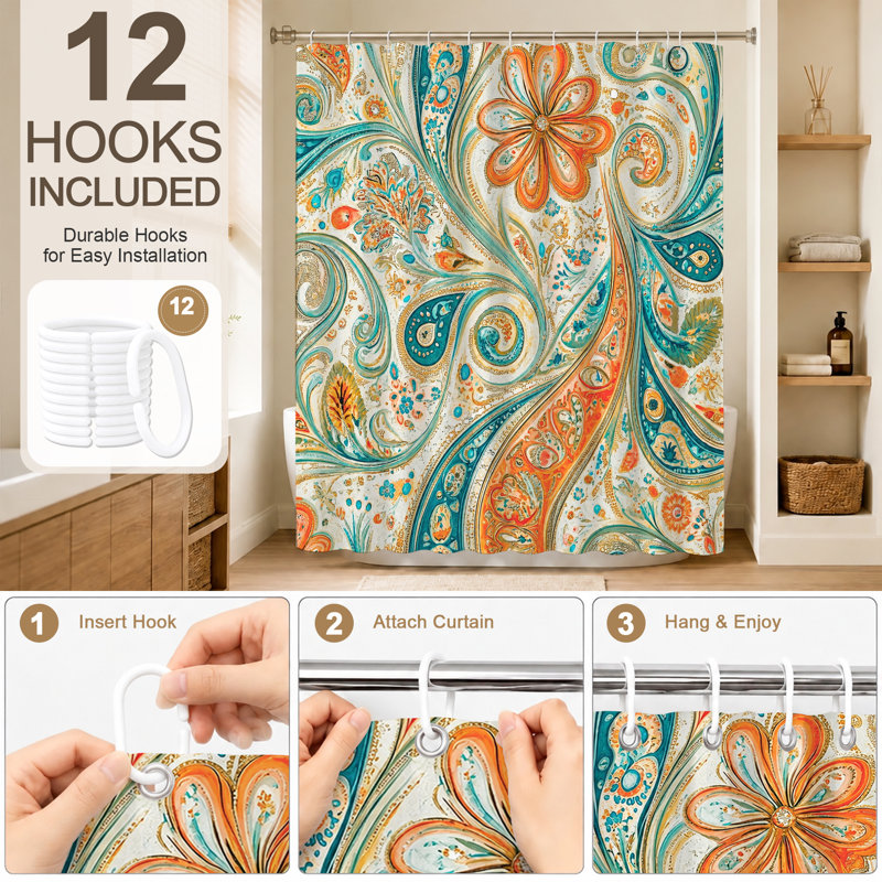 Shower Curtains with Hooks Included