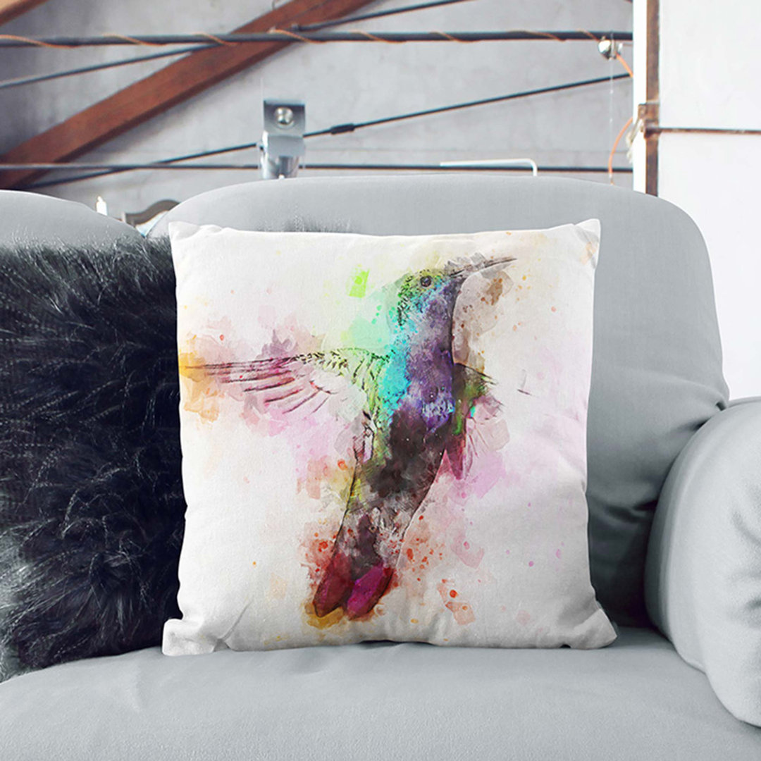 Hummingbird in Abstract Cushion with Filling