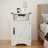Side Table With Electrical Charging Function - White. Ample Storage, Build Nightstand In White, Rustic Style Station, Storage Compartment, Metal Hinges-118249001