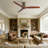 52 Inch American Farmhouse Rustic Elegance Classical Solid Wood Low Profile Flush Mount Ceiling Fan Without Light