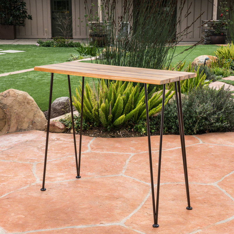 Table de bar d'extérieur rustique - Fabrication en bois et fer avec finition