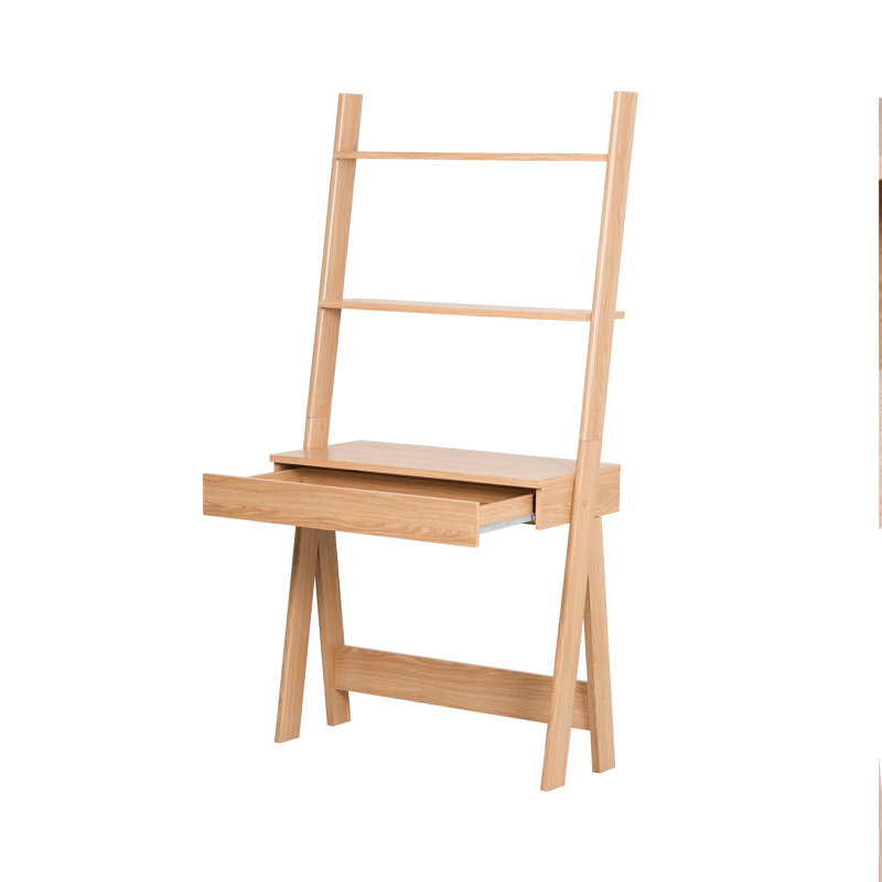 Sessimore 33" W Manufactured Wood Leaning Ladder Desk, Euro Oak