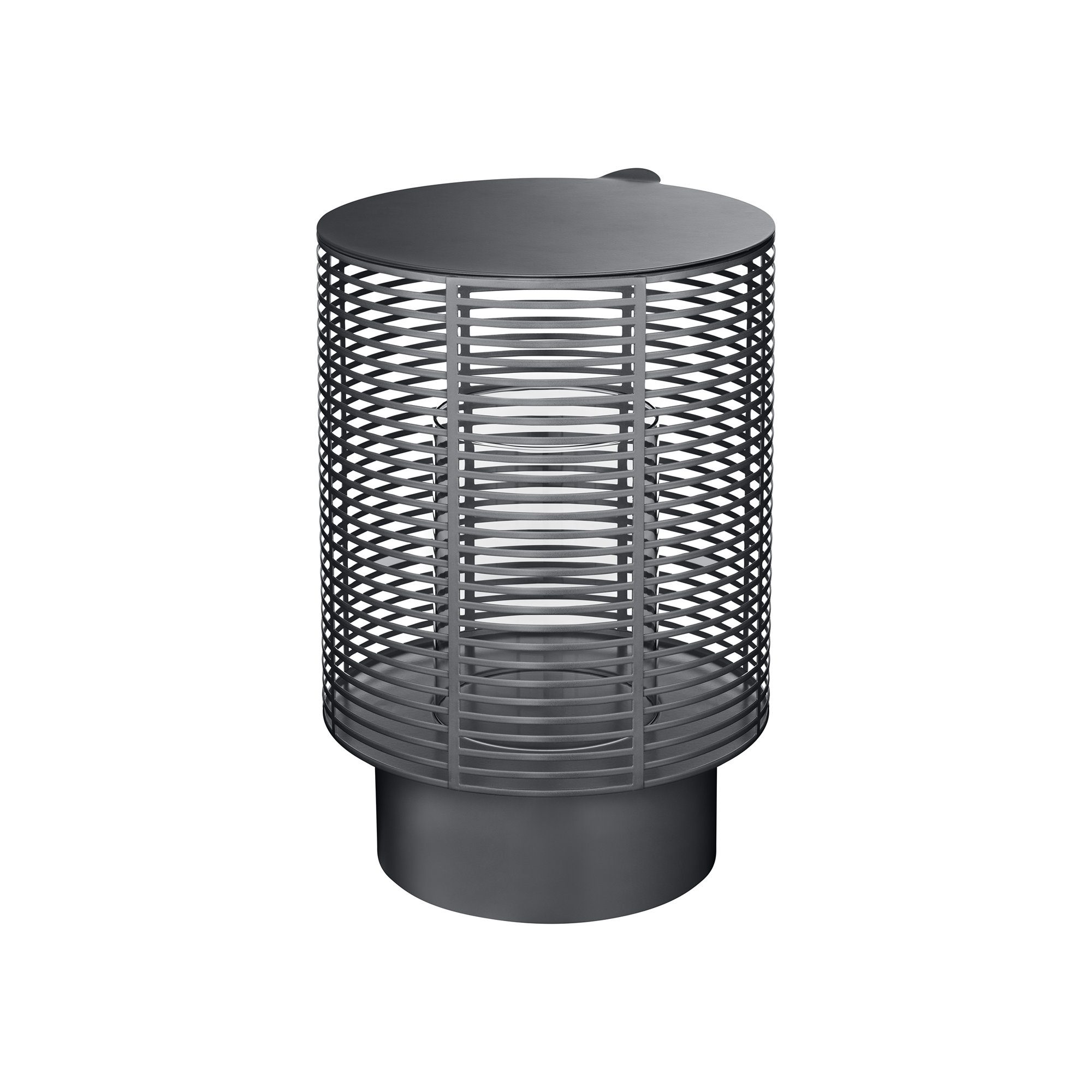 OLEA Lantern Candle Holder - Indoor / Outdoor, Gunmetal Metallic, 14.8" x 10.2" W x 10.2" D