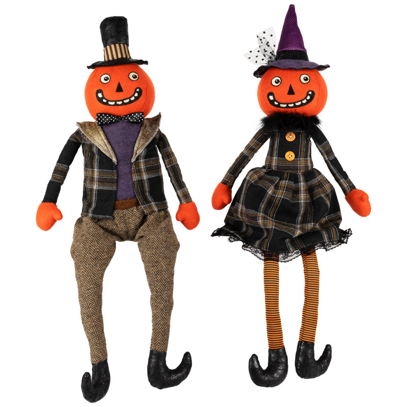 Figurines d'Halloween Jack-O-Lantern Couple - 24 po - ensemble de 2