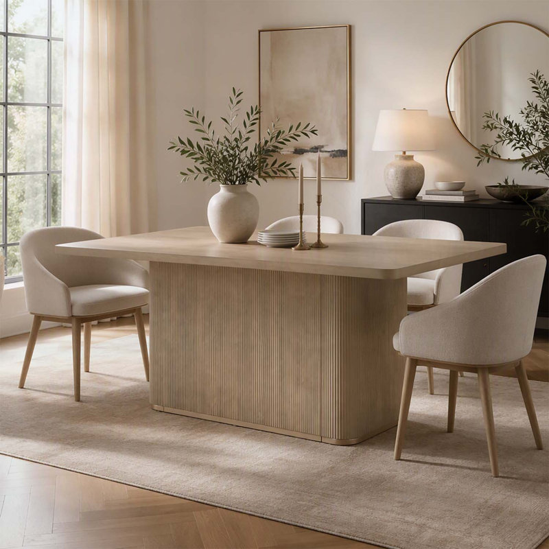 Table de salle à manger rectangulaire de 213 cm (84 pouces) avec piètement robuste, plateau spacieux pour un confort optimal et une utilisation polyvalente dans n'importe quelle pièce.