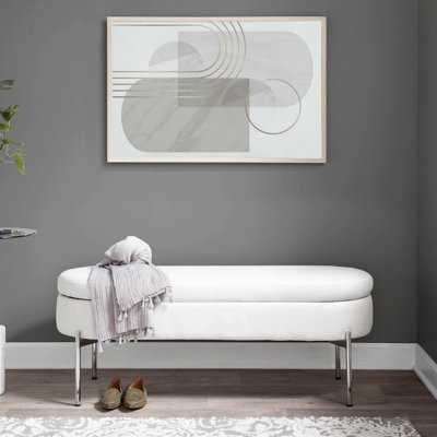 Banc contemporain en métal chromé et similicuir