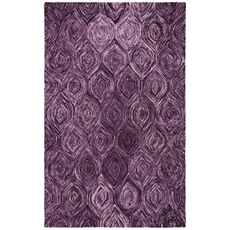 Alora Geometric Hand Tufted Wool Purple Area Rug, Rectangle 3' x 5'