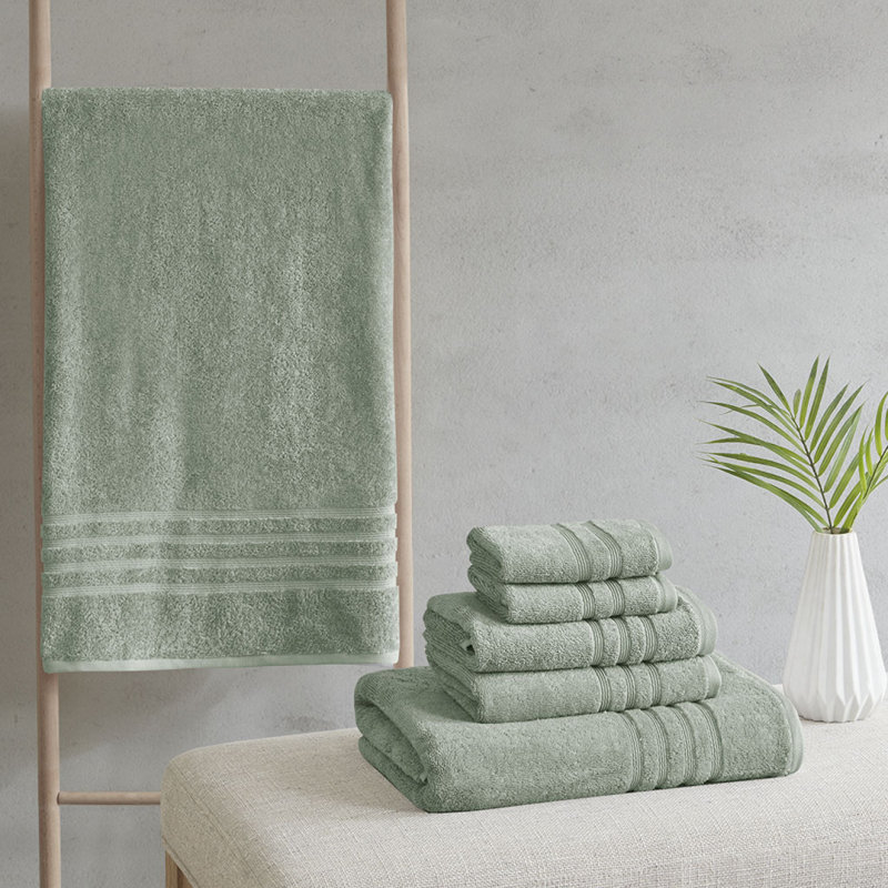 Sustainable Antimicrobial Bath Towel 6 Piece Set, Green